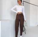 Женские вельветовые штаны Baggy кофейного цвета (арт. 26019)