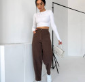 Женские вельветовые штаны Baggy кофейного цвета (арт. 26019)